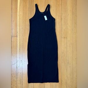 NWT Banana Republic Black Racerback Ribbed Tank Dress Sleeveless Midi